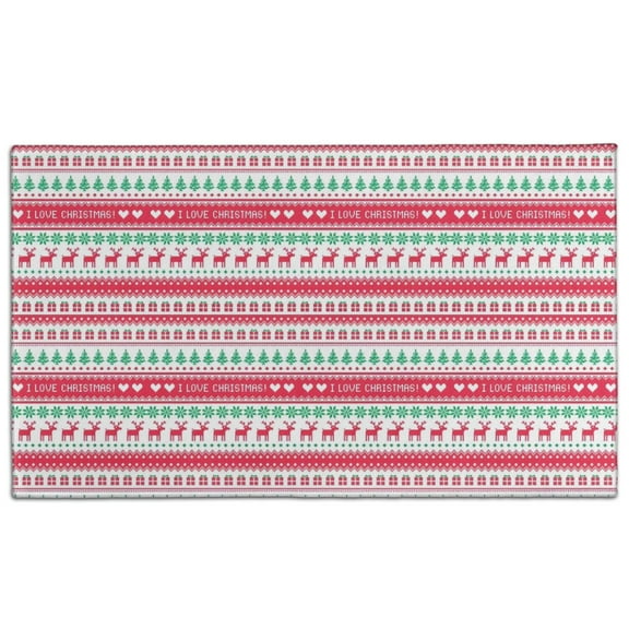 Red and Green Christmas Pattern Door Rugs,Washable Non Slip Door Mats Indoor,Decorative Door Mats,Entry Mat Indoor for Entrance,Bedroom,Kitchen,Bathroom,17"x30"