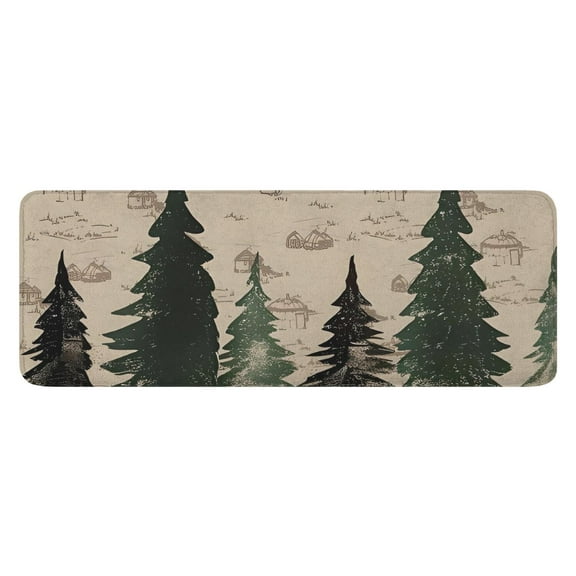 Red and Green Christmas Pattern Kitchen Rug Mat,Kitchen Runner Rugs Non Skid Washable,Decorative Kitchen Floor Mats for Kitchen,Sink,Laundry,17"x47.2"