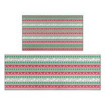 Red and Green Christmas Pattern Kitchen Rugs Sets Of 2,Anti Fatigue Kitchen Mat Rugs Non Slip Washable,Decorative Kitchen Floor Mats for Kitchen,Sink,Laundry,17"x30" 17"x47"