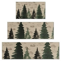 Red and Green Christmas Pattern Kitchen Rugs Sets Of 3,Kitchen Runner Rugs Non Skid Washable,Decorative Kitchen Floor Mats for Kitchen,Sink,Laundry,17"x30" 17"x47" 17"x59"