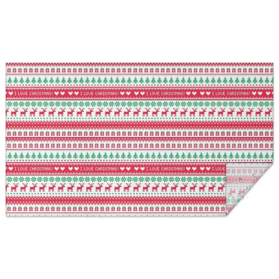 Red and Green Christmas Pattern Rectangle Tablecloth 60"x102",Waterproof Polyester Rectangle Table Cloth, Wipeable Spillproof Polyester Tablecloth for Dining, Camping, Indoor and Outdoor