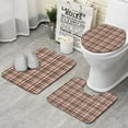 thumbnail image 1 of Red and Green Christmas Plaid Pattern Bathroom Rugs Sets 3 Piece,Toilet Cover Set,Absorbent Non Slip Bathroom Mats Sets with U-Shaped Contour Rug Toilet Rug Set, 1 of 5