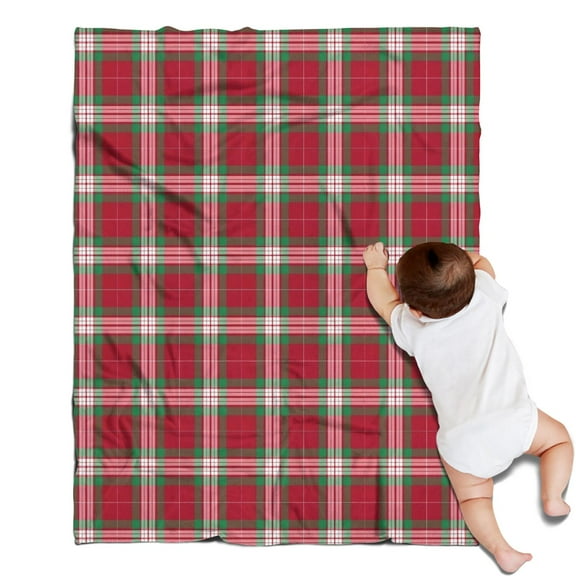 Red and Green Christmas Plaid Pattern Blanket,Comfortable Soft Flannel Throw Blanket,All Season,Warm Lightweight Blankets for Sofa Bed Couch Living Room Chair,30"x40"