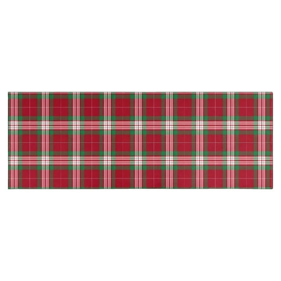 Red and Green Christmas Plaid Pattern Kitchen Rug Mat,Kitchen Runner Rugs Non Skid Washable,Decorative Kitchen Floor Mats for Kitchen,Sink,Laundry,17"X47"