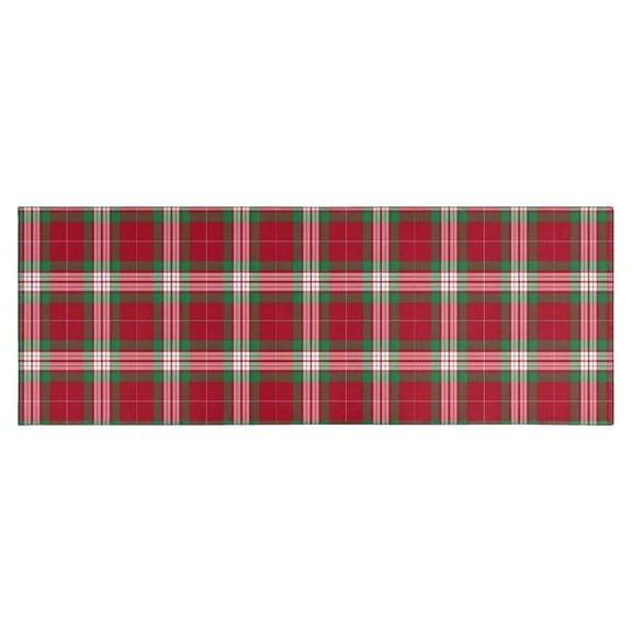 Red and Green Christmas Plaid Pattern Kitchen Rug Mat,Kitchen Runner Rugs Non Skid Washable,Decorative Kitchen Floor Mats for Kitchen,Sink,Laundry,17"X47"