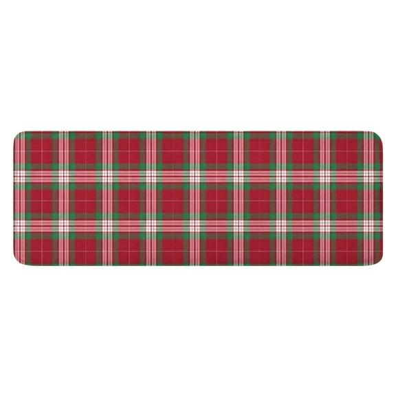 Red and Green Christmas Plaid Pattern Kitchen Rug Mat,Kitchen Runner Rugs Non Skid Washable,Decorative Kitchen Floor Mats for Kitchen,Sink,Laundry,17"x47.2"