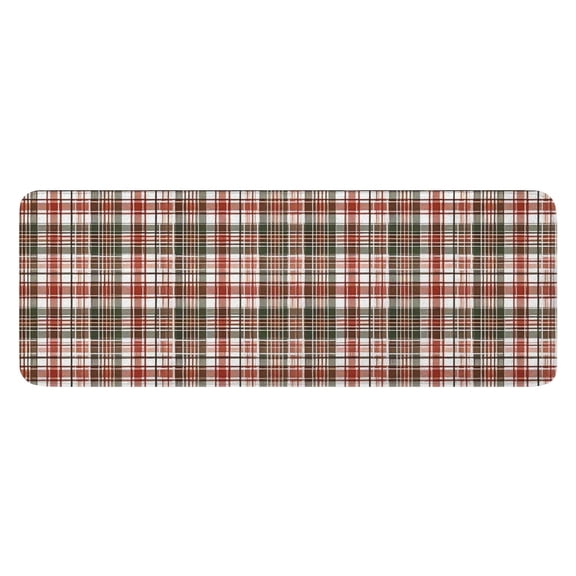 Red and Green Christmas Plaid Pattern Kitchen Rug Mat,Kitchen Runner Rugs Non Skid Washable,Decorative Kitchen Floor Mats for Kitchen,Sink,Laundry,17"x47.2"