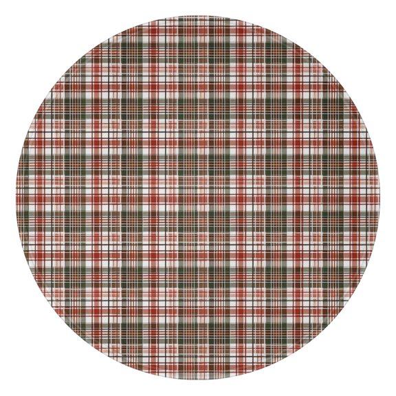 Red and Green Christmas Plaid Pattern Round Blanket,Comfortable Soft Flannel Throw Blanket,All Season,Warm Lightweight Blankets for Sofa Bed Couch Living Room Chair 60"x60"