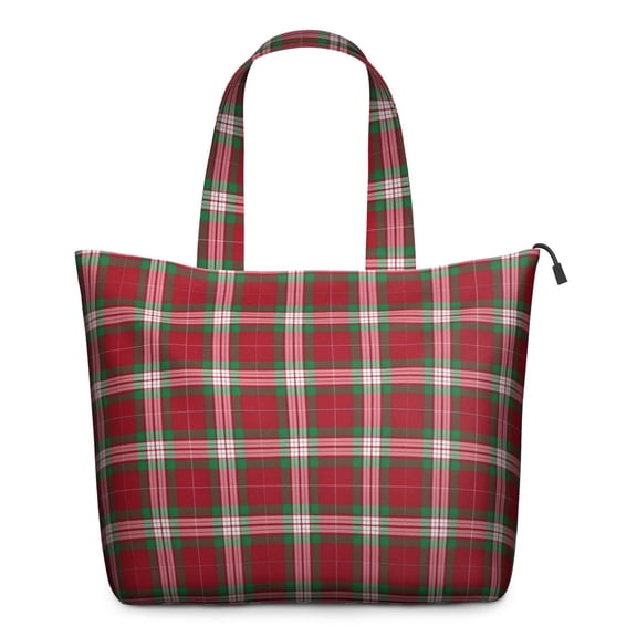 Red and Green Christmas Plaid Pattern Travel Tote Bags for Women Carry On,Large Weekender Bags for Women Travel,Multi Functional Duffle Bag for Work,Shopping,Sports