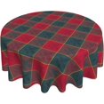 thumbnail image 1 of Red and Green Christmas Plaid Round Tablecloth 60 Inch Plaid Printed Fabric Table Cloth Decor Washable Polyester Fabric Holiday Winter Table Cover for Home Kitchen Outdoor Party, 1 of 6