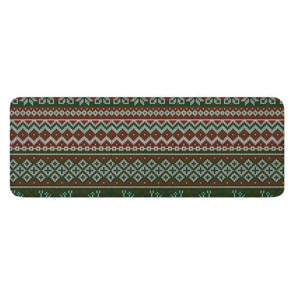 Red and Green Christmas Reindeer Pattern Kitchen Rug Mat,Kitchen Runner Rugs Non Skid Washable,Decorative Kitchen Floor Mats for Kitchen,Sink,Laundry,17"x47.2"