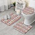 thumbnail image 1 of Red and Green Christmas Snowman Pattern Bathroom Rugs Sets 3 Piece,Toilet Cover Set,Absorbent Non Slip Bathroom Mats Sets with U-Shaped Contour Rug Toilet Rug Set, 1 of 5