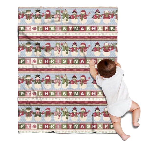 Red and Green Christmas Snowman Pattern Blanket,Comfortable Soft Flannel Throw Blanket,All Season,Warm Lightweight Blankets for Sofa Bed Couch Living Room Chair,30"x40"