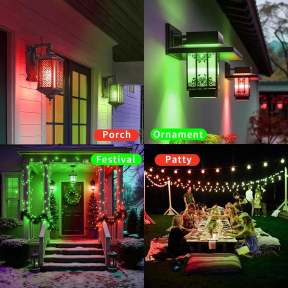 Red Green Flame Light Bulbs, Flickering Light Bulb with 4 Modes Upside Down Effect, 5W E26 Base LED Fire Lights for Christmas Halloween, Indoor Outdoor Party Home Patio Porch Decor