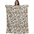 thumbnail image 1 of Red Green Floral Blanket Soft Cozy Warm Throw Blanket for Couch, Plush Fuzzy Flannel Fleece Blankets for Sofa, Botanical Watercolor Flower Leaf Plant Bed Blankets Lightweight Gifts for Women, 50"x60", 1 of 9