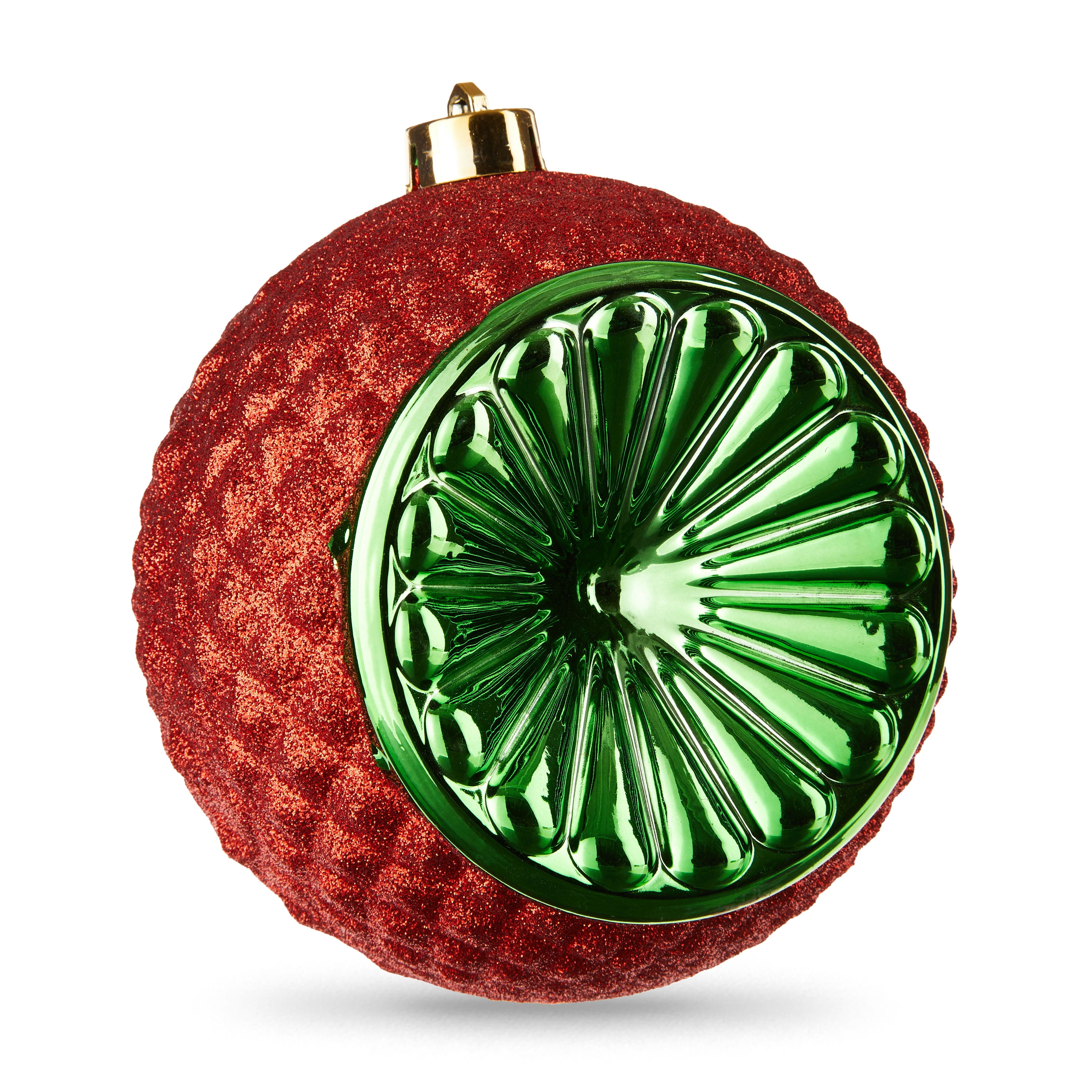 Red & Green Glitter VintageStyle Witch Eye 150mm Jumbo Shatterproof