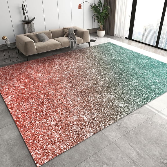 Red Green Gradient Pattern Kid Rug, Trendy Beautiful Square Print Indoor Carpet, Rugs Floor Carpet, Indoor Non-Slip Rug for Room Sofa Living Room Mat Bedroom Home Decor 2x3ft