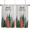 thumbnail image 1 of Red Green Gray Christmas Kitchen Curtain 2 Panels Curtains 45 Inch Length, Xmas Tree Snowflake Plaid Vintage Curtains Rod Pocket Curtains Window Drapes Treatment Window Cafe Curtains, 1 of 1