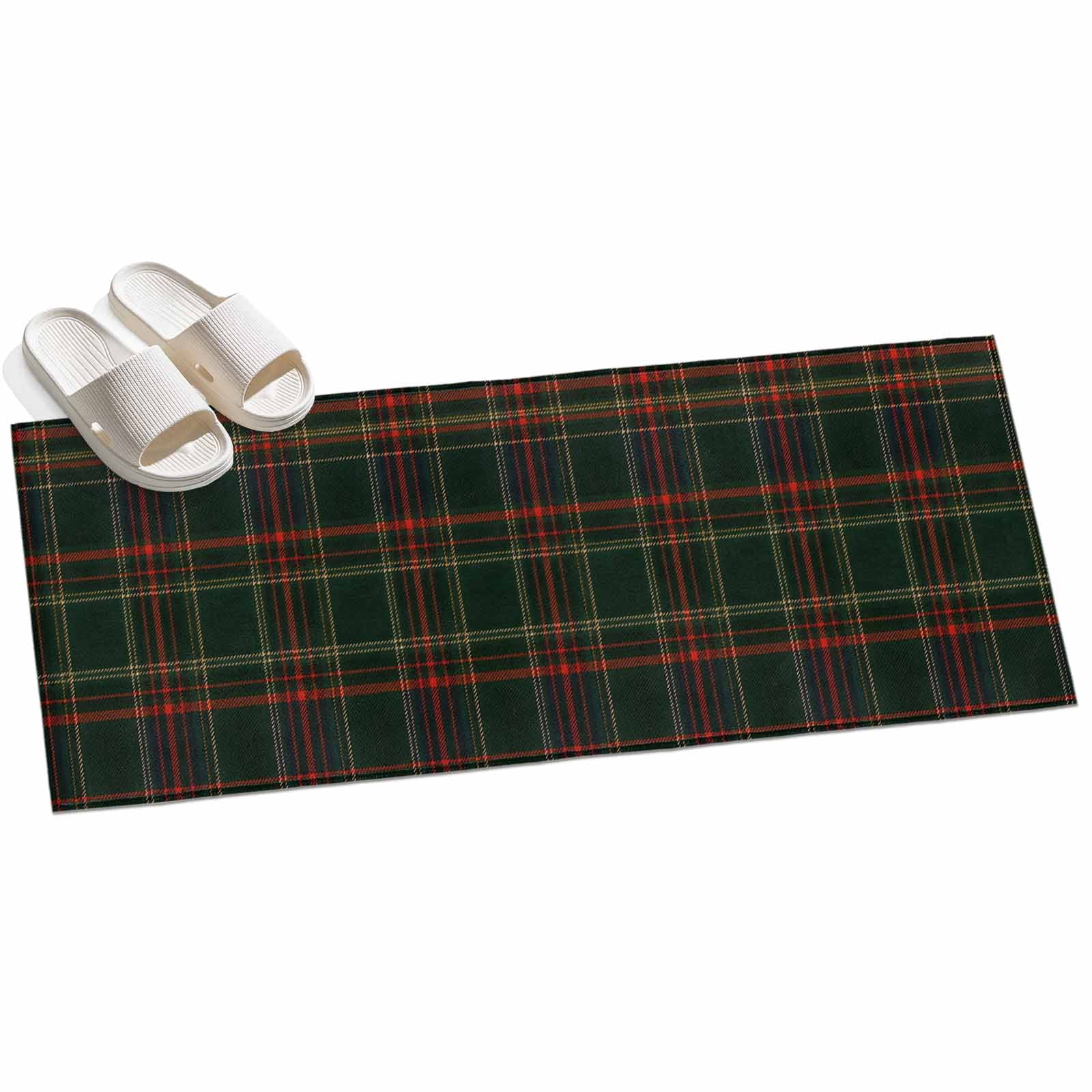 Red Green Grid Runner Rug 2'x6', Christmas Vintage Gingham Lines Plaid ...