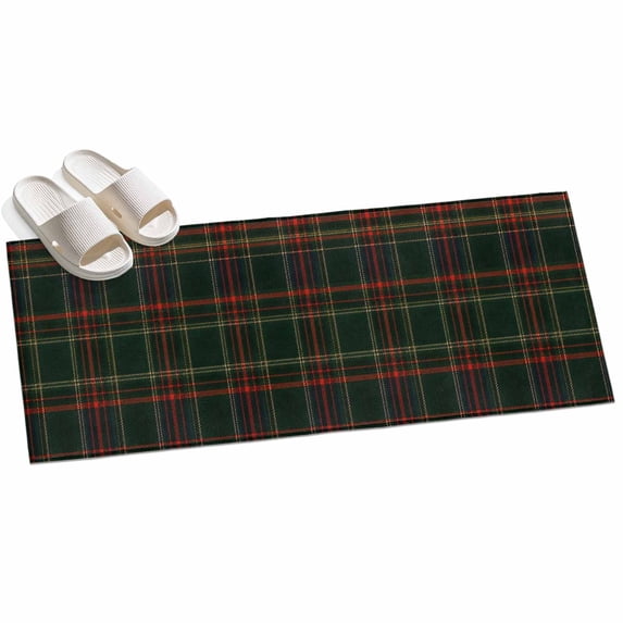 Red Green Grid Runner Rug 2'x6', Christmas Vintage Gingham Lines Plaid ...