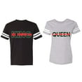 thumbnail image 1 of Red Green King Queen Matching Couple Cotton Jerseys (Men Black / Women Heather) (Men S / Women XL), 1 of 3