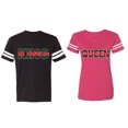 thumbnail image 1 of Red Green King Queen Matching Couple Cotton Jerseys (Men Black / Women Pink) (Men L / Women M), 1 of 3