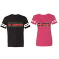 thumbnail image 1 of Red Green King Queen Matching Couple Cotton Jerseys (Men Black / Women Pink) (Men XXXL / Women XXL), 1 of 3