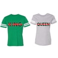 thumbnail image 1 of Red Green King Queen Matching Couple Cotton Jerseys (Men Green / Women Heather) (Men XXL / Women S), 1 of 3