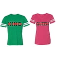 thumbnail image 1 of Red Green King Queen Matching Couple Cotton Jerseys (Men Green / Women Pink) (Men S / Women L), 1 of 3