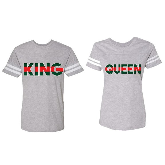 Red Green King Queen Matching Couple Cotton Jerseys (Men Heather / Women Heather) (Men S / Women XXL)