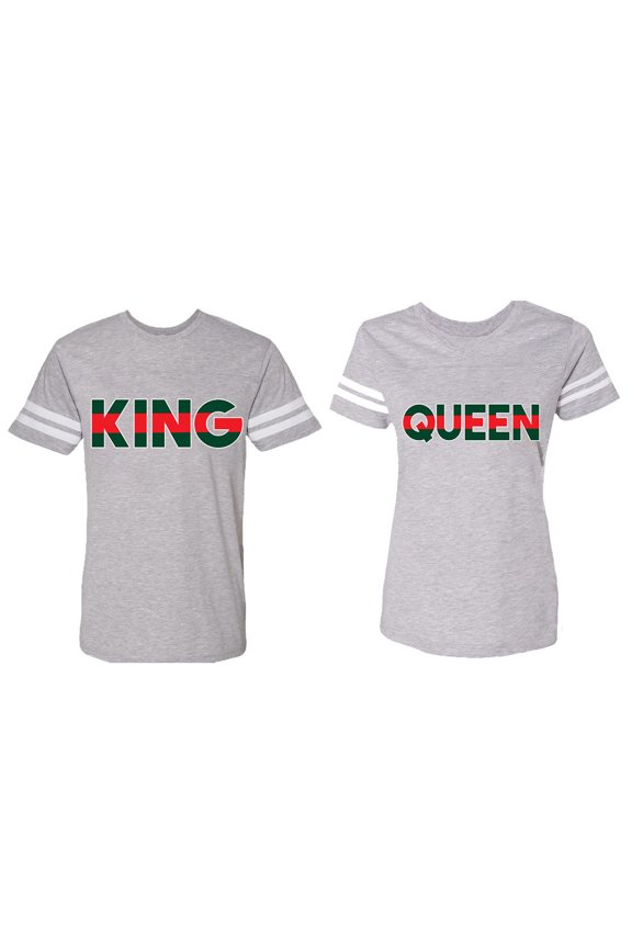 Red Green King Queen Matching Couple Cotton Jerseys (Men Heather / Women Heather) (Men XXL / Women XXL)