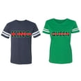 thumbnail image 1 of Red Green King Queen Matching Couple Cotton Jerseys (Men Navy / Women Green) (Men M / Women S), 1 of 3