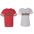 thumbnail image 1 of Red Green King Queen Matching Couple Cotton Jerseys (Men Red / Women Heather) (Men M / Women XXL), 1 of 3