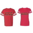 thumbnail image 1 of Red Green King Queen Matching Couple Cotton Jerseys (Men Red / Women Red) (Men S / Women S), 1 of 3