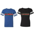 thumbnail image 1 of Red Green King Queen Matching Couple Cotton Jerseys (Men Royal / Women Black) (Men M / Women XXL), 1 of 3