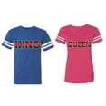 thumbnail image 1 of Red Green King Queen Matching Couple Cotton Jerseys (Men Royal / Women Pink) (Men XXL / Women XL), 1 of 3
