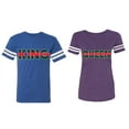 thumbnail image 1 of Red Green King Queen Matching Couple Cotton Jerseys (Men Royal / Women Purple) (Men L / Women XXL), 1 of 3