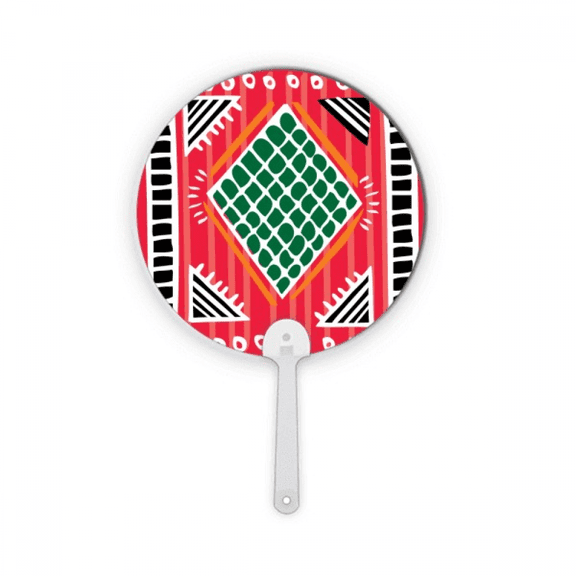 Red Green Line Mexico Totems Ancient Civilization Plastic Round Handheld Fan Decorations Craft