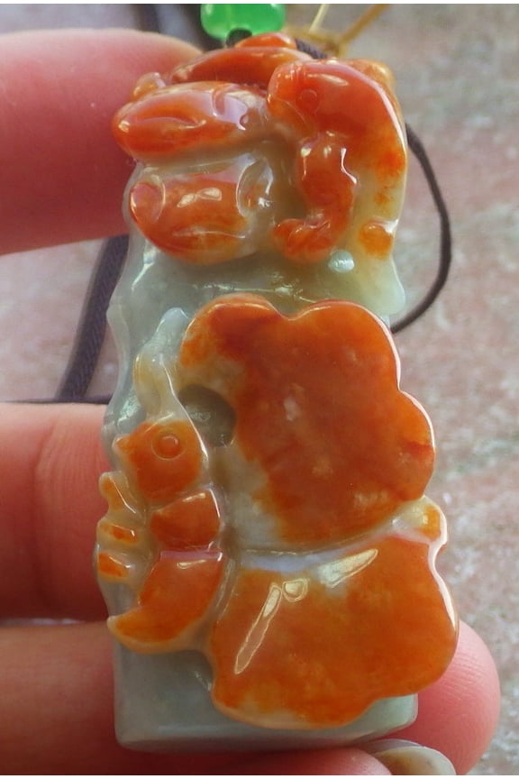 Red Green Natural A Jade jadeite Pendant Frog Toad Butterfly Coin Ruyi Necklace 687662 TN
