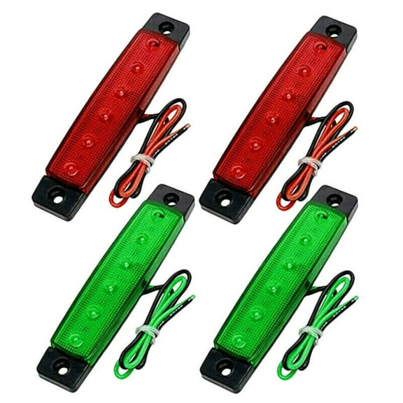 Red+Green Navigation 6LED Lights Stern Boat Starboard Lamp Set DC12V Waterproof