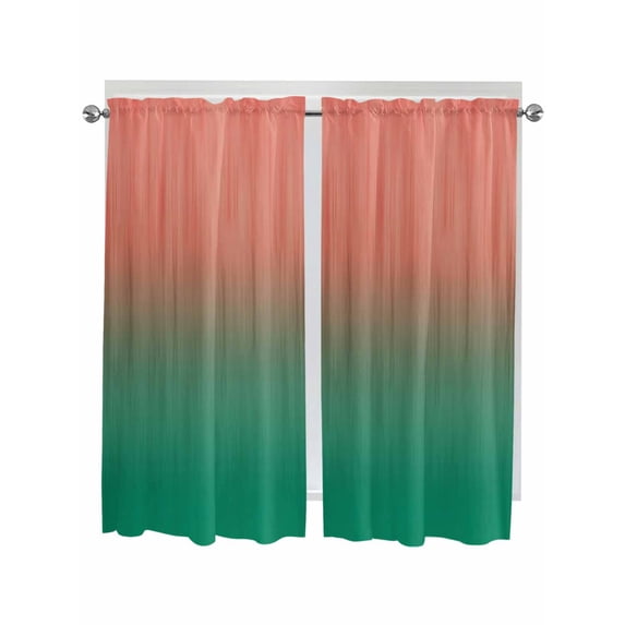 Red Green Ombre Living Room Curtains 2 Panel, Modern Art Gradient Orange Cafe Window Treatment, Extra Long Farmhouse Bedroom Bathroom Kitchen Curtains Drapes 104"x72"