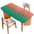 thumbnail image 1 of Red Green Ombre Table Cloths for 4 Foot Rectangle Tables, Modern Art Gradient Orange Patio Waterproof Elastic Fitted Tablecloths, Washable Rectangular Table Cover for Camping, 1 of 8