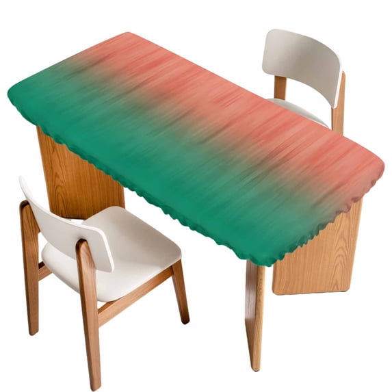 Red Green Ombre Table Cloths for 4 Foot Rectangle Tables, Modern Art Gradient Orange Patio Waterproof Elastic Fitted Tablecloths, Washable Rectangular Table Cover for Camping