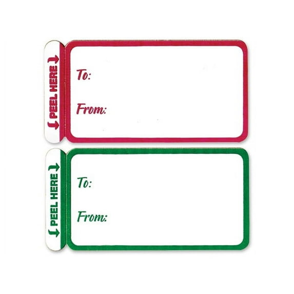 Red & Green Peel and Stick Gift Tag Labels - 100ct