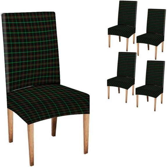 Red Green Plaid Chair Covers for Dining Room Set of 4,Christmas and New Year Tartan Plaid Scottish Pattern Spandex Stretch Dining Room Chair Cover,Removable Washable Kitchen