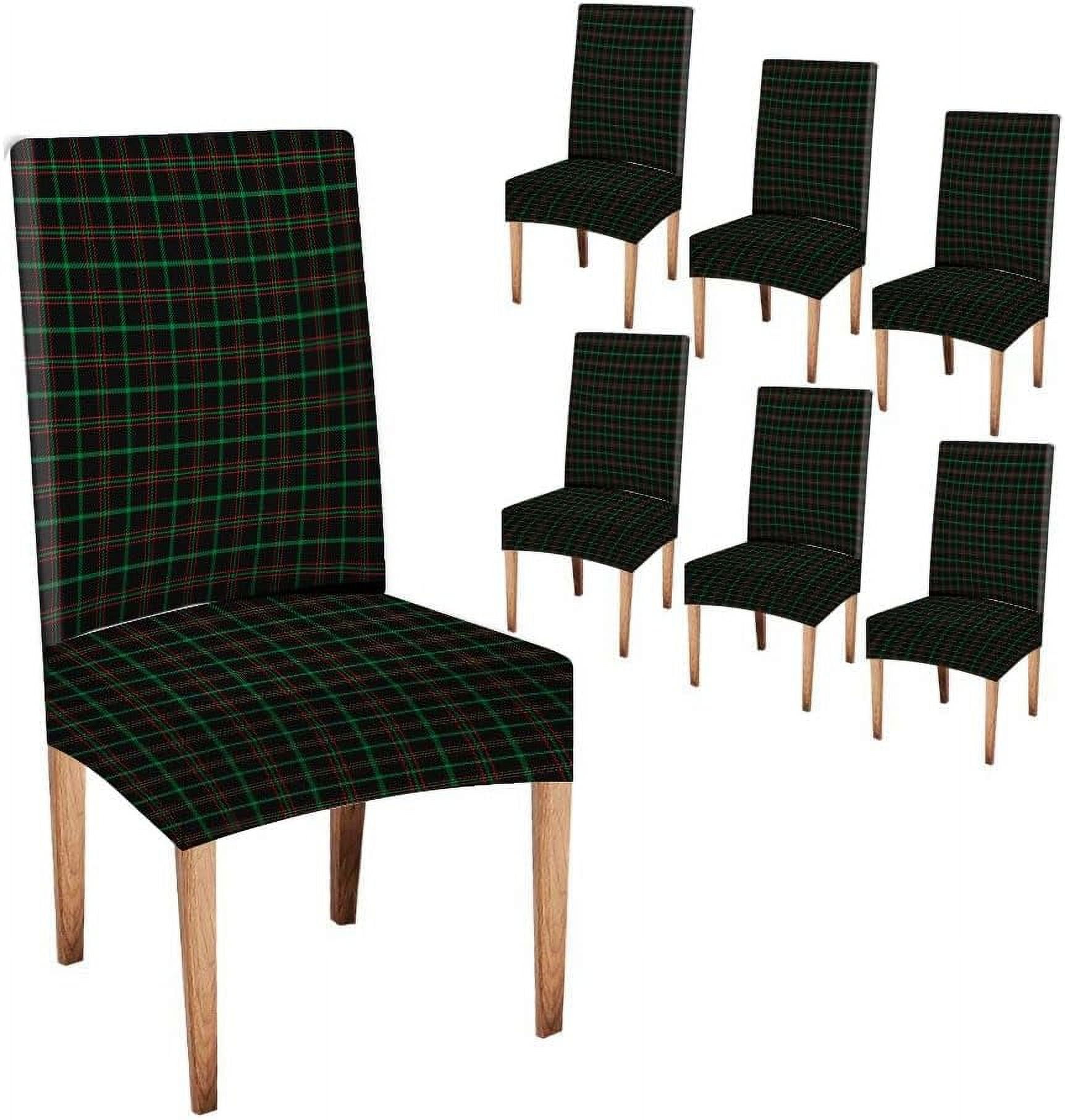 Red Green Plaid Chair Covers for Dining Room Set of 6,Christmas and New