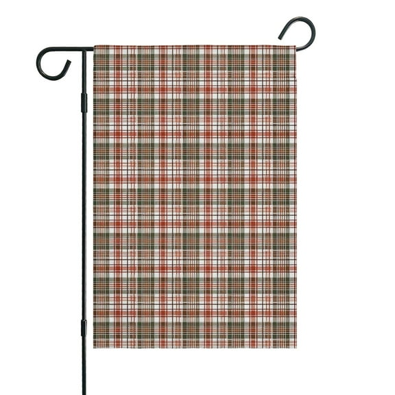 Red and Green Plaid Christmas Pattern Fall Garden Flags 12.5"x18" Double Side,Small Yard Flags for Outside,Outdoor Fall Decor,Autumn Funny Garden Flag Yard Decoration