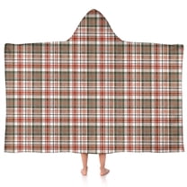 Red and Green Plaid Christmas Pattern Hooded Bath Towel，50"x30" for Ages 3 To 12 Kids, Quick Dry Lightweight Soft Microfiber Hood Beach Towel Cover Up for Kids