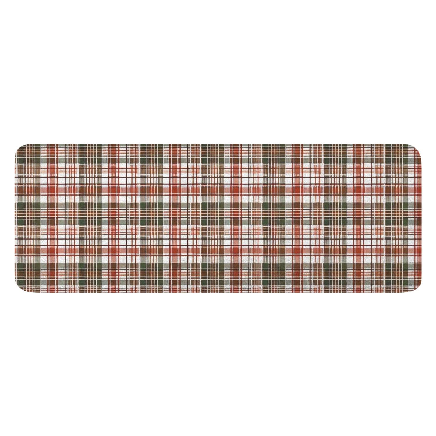 Red and Green Plaid Christmas Pattern Kitchen Rug Mat,Kitchen Runner ...