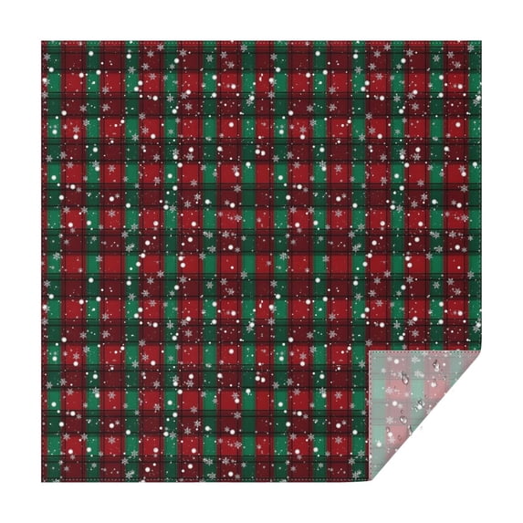 Red and Green Plaid Christmas Snow Pattern Square Tablecloth,Waterproof Square Table Cover,Wipeable Spillproof Washable Table Cover for Home Kitchen Party Decor 52"x52"(132x132cm)